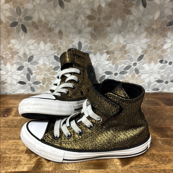 Converse Gold Glitter Kids High Tops - Picture 1 of 7